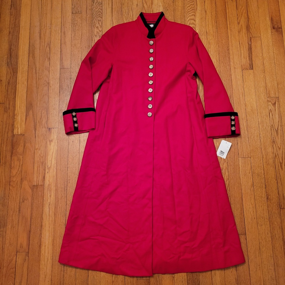 Herve Benard Holtzman Red Wool Trench Coat Vtg 14 British Cosplay Captain Pirate